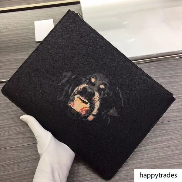

luxury men envelope bag 4g wrist strap large pouch fashion rottweiler printed medium pouch brand letter antigona bags
