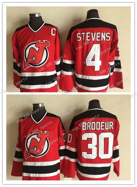 

нью-джерси девилз vintage 4 скотт стивенс 30 мартин бродо хоккейного джерси mens дешевой скотт стивенс сшитых рубашек c патч, Black;red