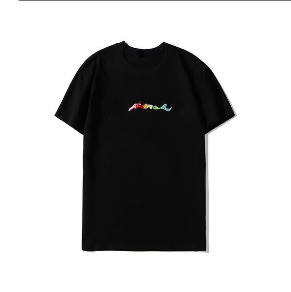 

19ss classic double letters rainbow embroidery tee shirts for men summer t shirt women couple short sleeve clothing s-2xl cyp202068, White;black
