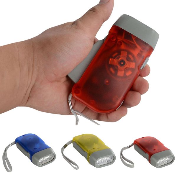 

3 led dynamo wind up flashlight torch light hand press crank camping lamp new