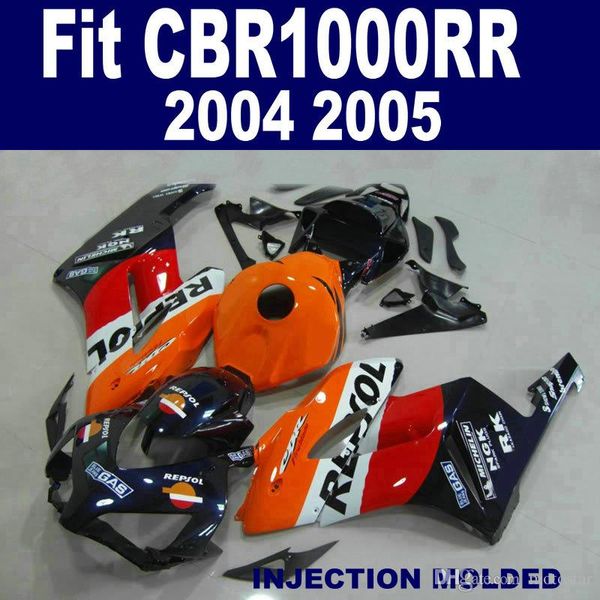 Molde original personalizar carenagens set para HONDA CBR1000RR 04 05 CBR 1000 RR 2004 2005 preto laranja kit de carenagem de alta qualidade REPSOL KA24