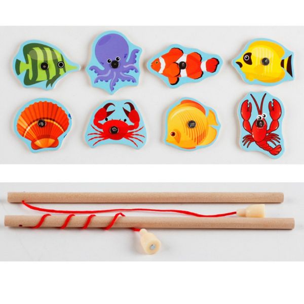 

1 piece baby wooden toys magnetic fishing game jigsaw puzzle board 3d jigsaw puzzle children education toy for children