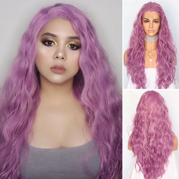 Hot Selling 26inch Light Purple Natural Water Wave Hair Glueless