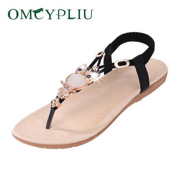 

sandals woman 2020 summer bohemian style women shoes plus size ladies flat open toe beach shoes sandalias mujer, Black