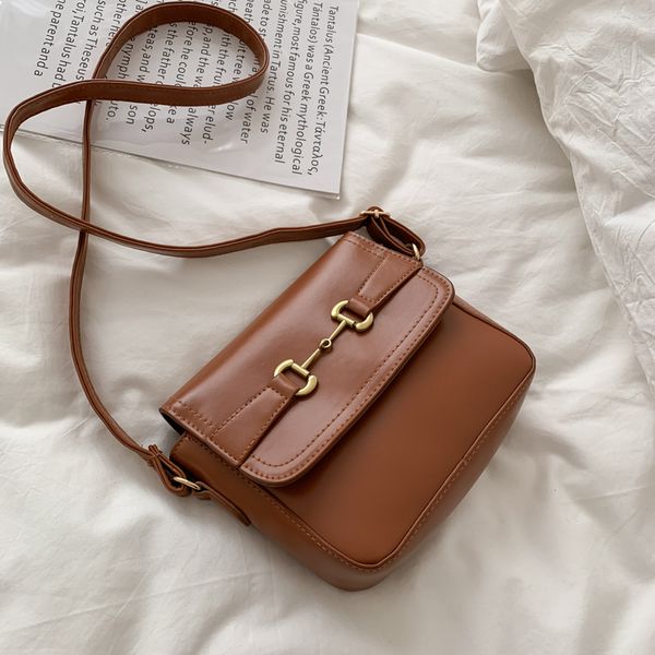 

women's bag 2020 summer new bag women's single shoulder messenger leather belt metal hook