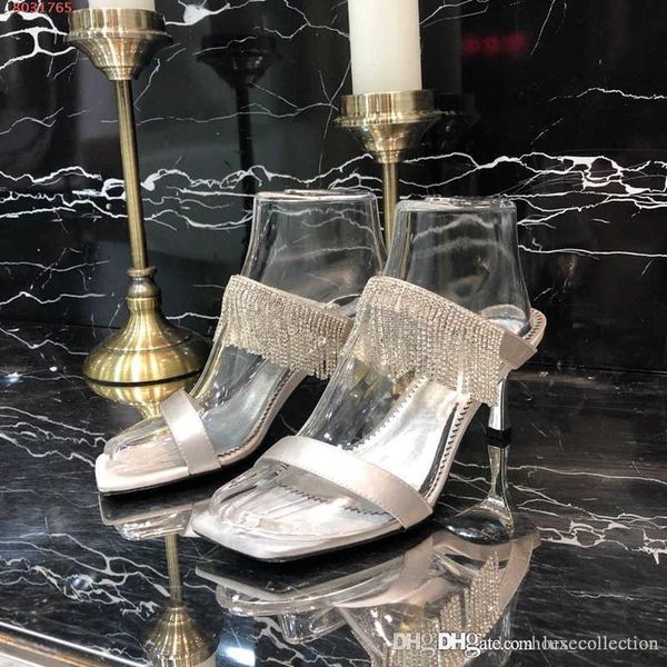 

new fashion show square head slippers,high-heeled slippers with crystal tassels,fashion women slippers,size 35-40, Black