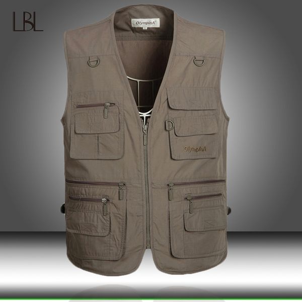 

summer vest men spring autumn casual thin breathable multi pocket waistcoat mens baggy 5xl vest with many pockets outdoor jacket, Black;white