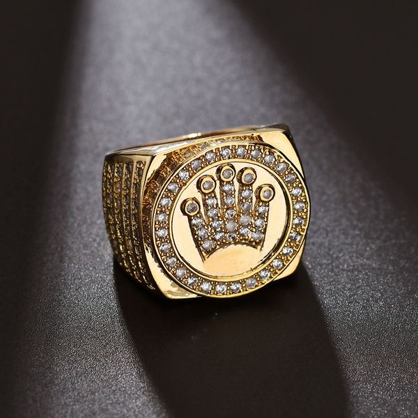 

karopel hip hop bling jewelry king crown father039s day gift for men bling bling micro pave cz gold color zircon ring c19041203, Slivery;golden