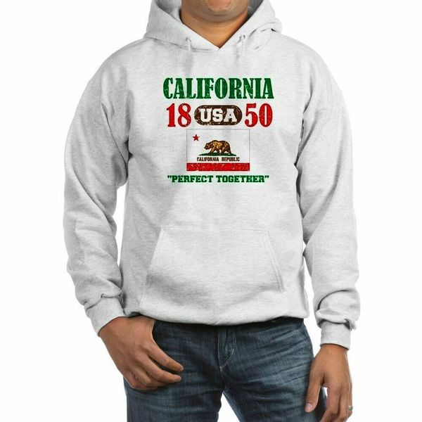 

california 1850,florida / usa 1845 statehood "perfect together "distressed" hoodie w/pockets, Black