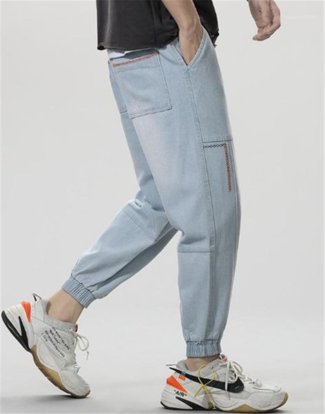 

drawstring solid color letters embroidery capris pants mens mid waist loose male trousers designer mens pencil pants, Black