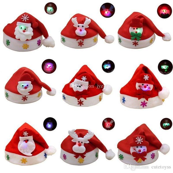 

good wholesale glows red santa claus hat ultra soft plush christmas cosplay hats christmas decoration adults christmas party hats