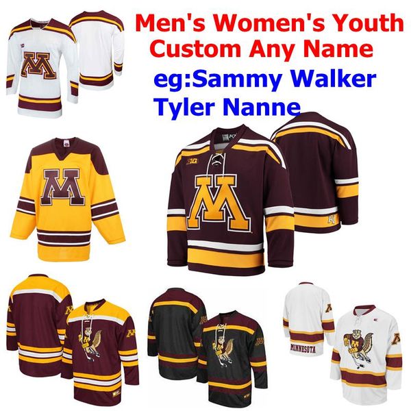 

custom minnesota golden gophers college ice hockey jerseys men's robbie stucker jersey jack perbix jared moe matt staudacher stitched, Black;red