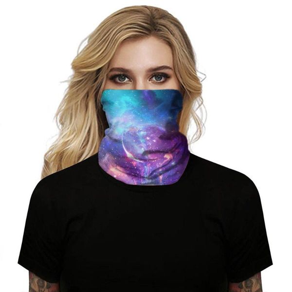 

hats, scarves & gloves sets starry sky digital printing outdoor riding mask magic turban multi-purpose bib wristband, Blue;gray