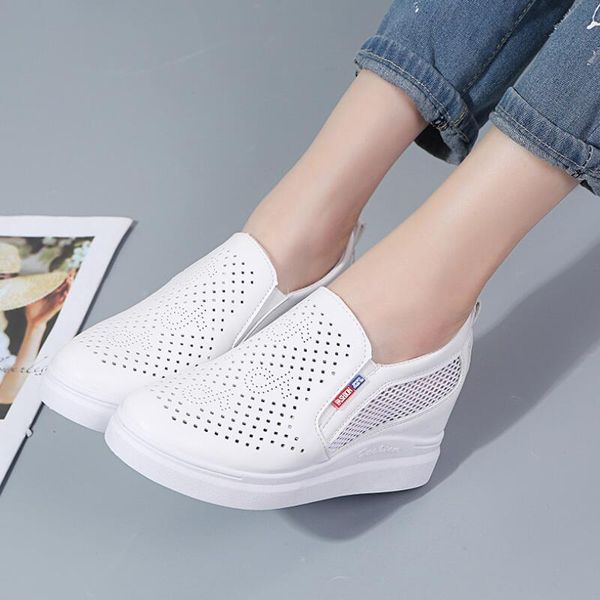 

women casual shoes woman shoes trainers height increasing, Black;white
