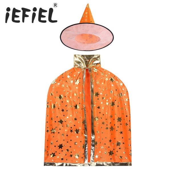 

kids girls boys halloween costumes witch wizard cloak with hat cape and hat child's costume for fancy party dress up, Blue;gray