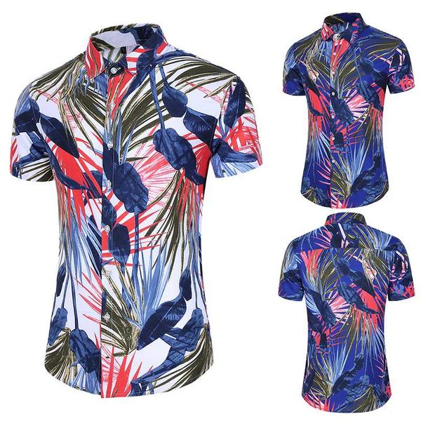 

2020 new fashion casual flower shirt men print shirts hawaiian slim fit summer short sleeve shirts male, White;black