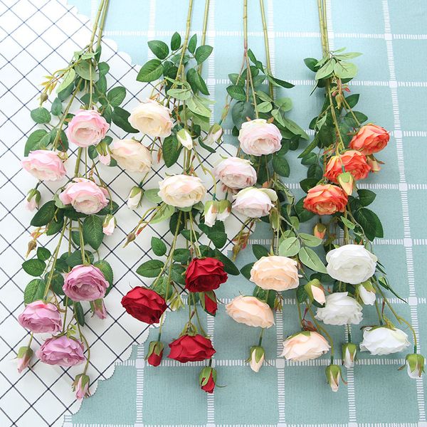 

8 color 6 head package happy rose high-end simulation flower wedding decoration false flower wall