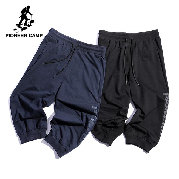 

pioneer camp new calf length pants mens brand clothing casual knit pants letter printed quality stretch joggers male azz801151, Black