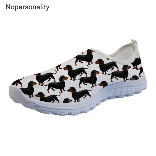 

nopersonality dachshund women casual shoes spring summer breathable mesh sneakers cute animal dog printing tennis shoes, Black