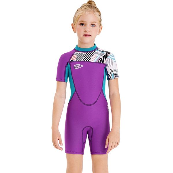 

swim wear kids wetsuit neoprene diving suit shorty swimsuits uv protection breathable surfing back zipper girls swimsuit