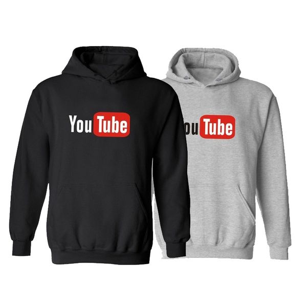 

мужские толстовки мужские модельер youtube письмо печати толстовки мужчины высокого качества вскользь фуфайки размер s-3xl, Black