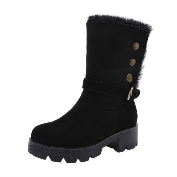 

новый 2019 зима снегоступы на толстой подошве и высококачественной кожи шерсть ботинки, Black