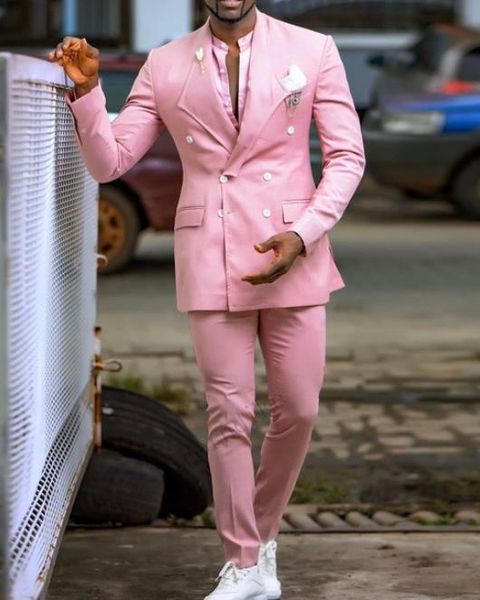 

pink double breasted new fashion 2020 beach style groom blazers men dress terno masculino formal wedding clothes (jacket+pants), White;black