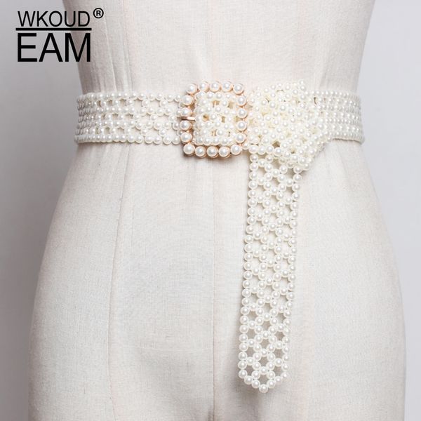 

wkoud eam 2020 new elegant pearl corset belt wild dress korea trendy belt fashion female waistband brand lady pf305, Black;brown