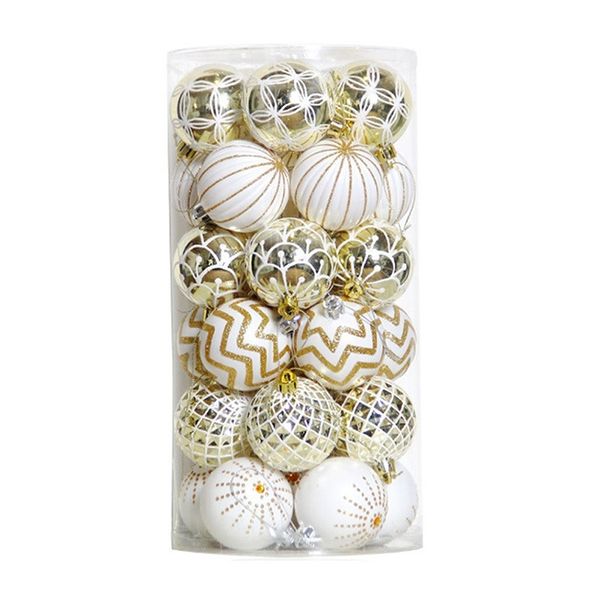 

fashion-30pcs christmas tree decor high qulity white gold ball ornament bauble party hanging ball for home christmas decorations
