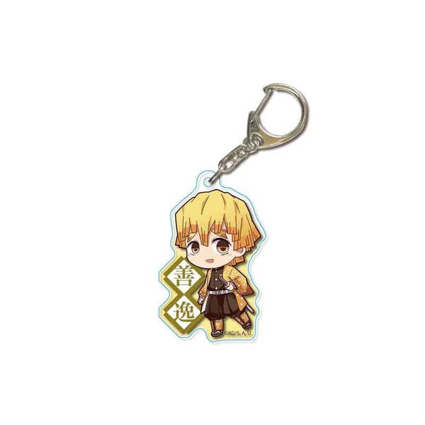 

53mm cartoon demon slayer ghost blade acrylic key chain key ring bag accessories pendant chain agatsuma zenitsu kamado tanji, Silver