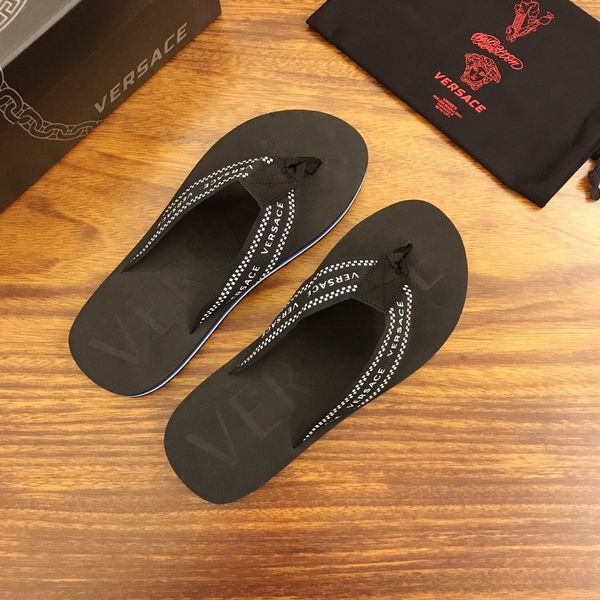 

high-end men's summer flip-flops sandals slippers beach shoes fashion luxurydesigner men's shoes classic retro pattern hsdee