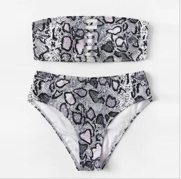 

european and american split high waist bikini women's leopard-print swimsuit