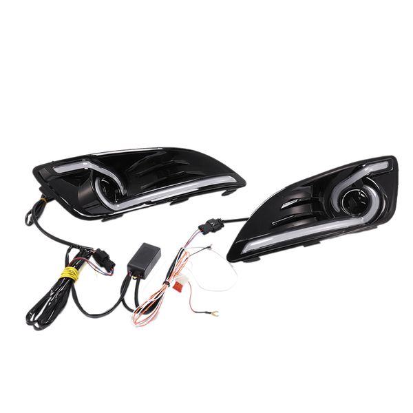 

car flashing led daytime running light for fiesta 2013-2016 fog lamp cover with yellow turning signal lights