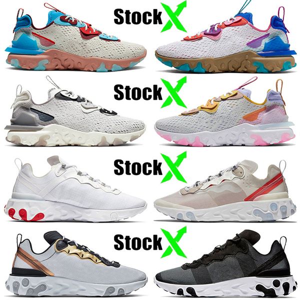

fashion brand react vision men women running shoes stock x epic react element lemon venom desert oasis sport sneakers trainers 36-45, White;red