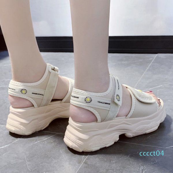 

women platform chunky sandals brand flower casual wedges shoes for woman fashion sports black open toe gladiator sandal summer ct04