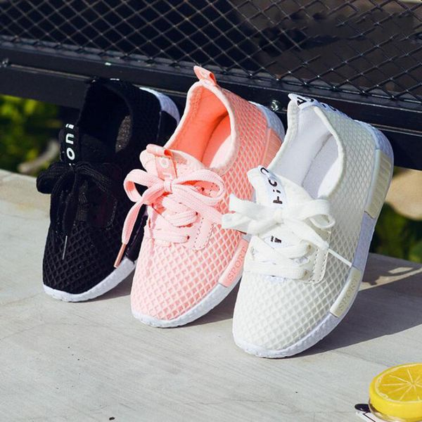 

kids shoes boys girls casual mesh sneakers breathable soft soled running sports shoes, Black