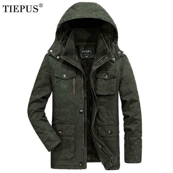 

winter jacket men 7xl 8xl warm big size coat 2018 thicken windbreaker fleece cotton-padded parkas military overcoat y190923, Black;white