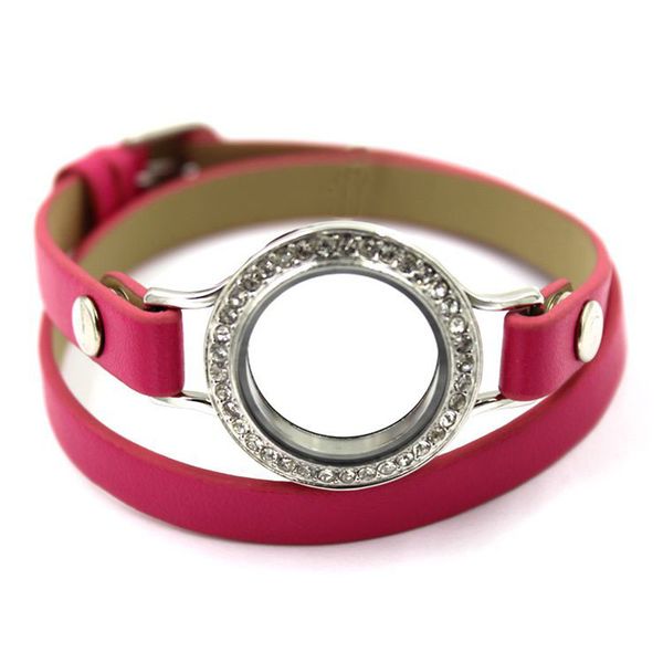 

floating locket 25mm 30mm locket bracelet twist screw pu leather bracelets for women living memory glass bracelet, Golden;silver