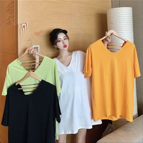 

передняя 2020 sexy v-образный вырез midi женщин и задняя два износа тормоза 2020 футболки топ sexy v-образный вырез миди футболки женской пе, White