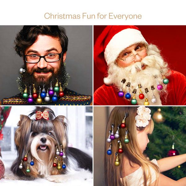 Luzes- iluminar enfeites de barba 200pc colorido Natal enfeites de cabelo facial para homens no espírito de férias com clipe para fixação de barba