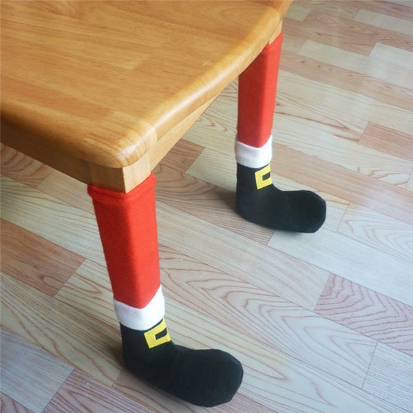 

4pc/lot table leg chair foot covers santa claus chair covers decoration navidad christmas table decor new year party supplies