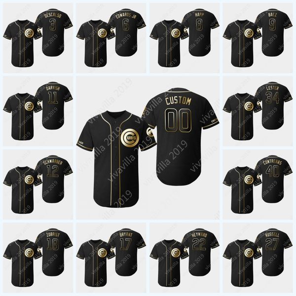 

2019 Black Gold Chicago 9 Javier Baez 40 Willson Contreras 17 Kris AnthonyRizzo 18 Ben Zobrist 12 Kyle Schwarber Jason Heyward Cubs Jerseys