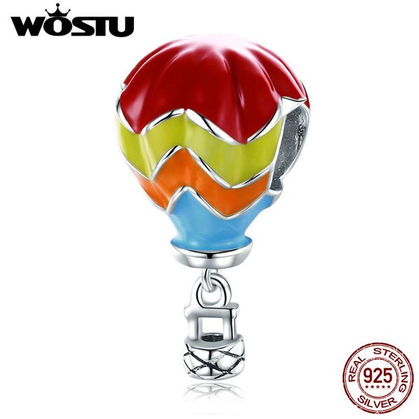 

wostu real 925 sterling silver турецкого стиль hot air balloon эмаль подвеска приспосабливать браслет кулон из бисера женщин ювелирных издел, Bronze;silver