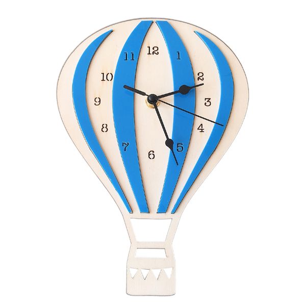 

nordic style digital display craft wall clock kids bedroom mute living room air balloon shape home decor school wooden