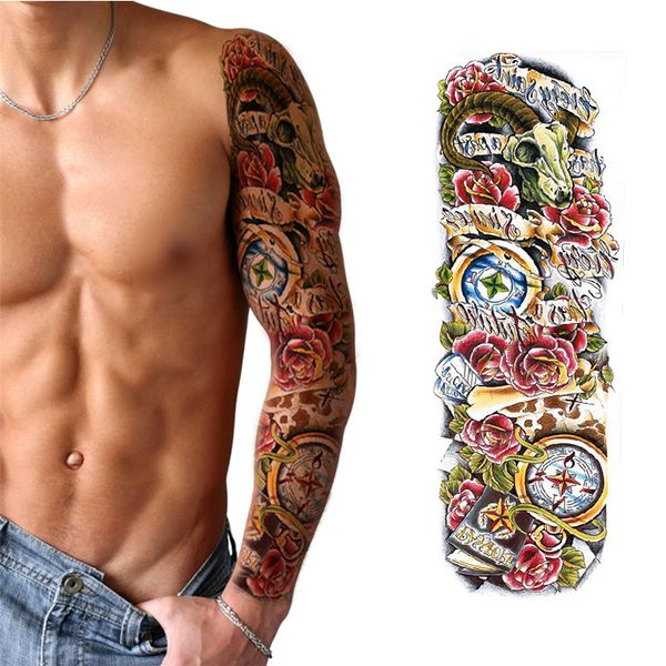 

1 sheet big large full arm tattoo sticker the natural life waterproof body art temporary fake tattoo