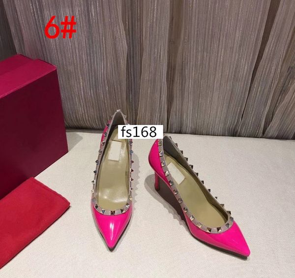 

designer pointed toe 2-strap with studs high heels leather rivets sandals women shoes valentine high-heeled shoes 8.5cm with box, Black
