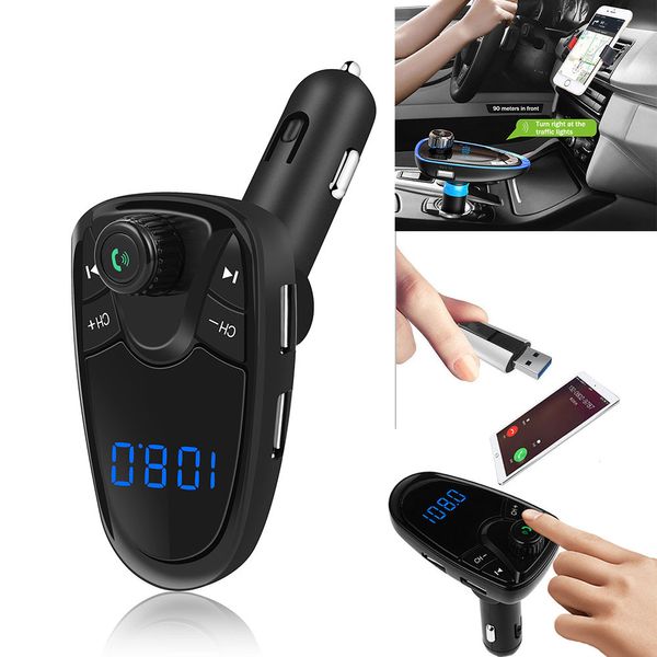 

handswireless bluetooth car kit fm transmitter tf card lcd mp3 player dual usb 2.1a car charger phone charger