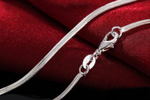 

men women necklace 925 sterling silver 2mm flat snake chain necklace 16"/18"/20"/22"/24" /26"//28" /30&qu