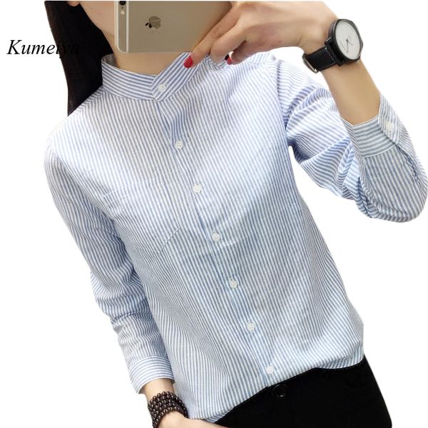 

women and blouses spring summer thin striped blouses black blue office shirt 2019 long sleeve shirts casual blusas, White