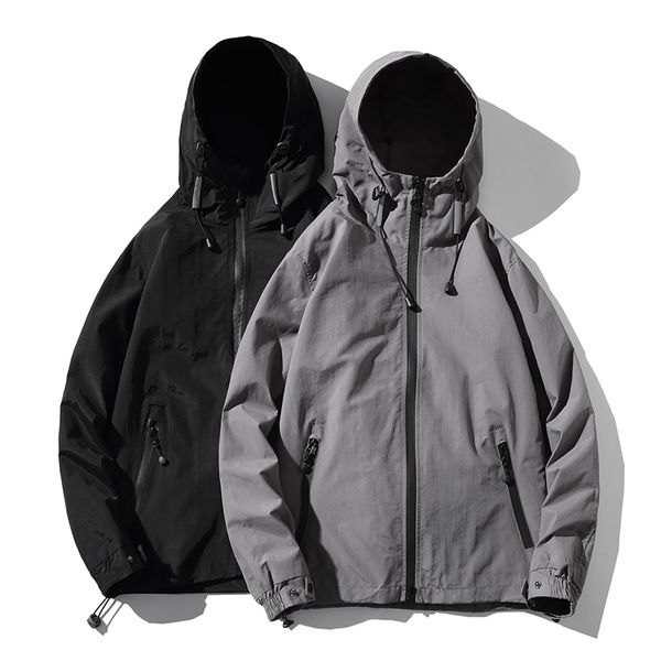 

uyuk2020 spring new oversize casual fashion monochrome style youth hooded men's jacket masculina hombre clothes, Black;brown
